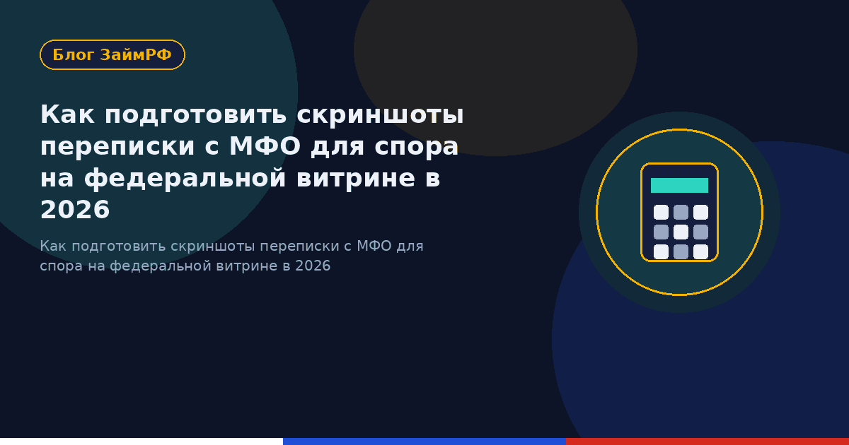 Как подготовить скриншоты переписки с МФО для спора на федеральной витрине в 2026