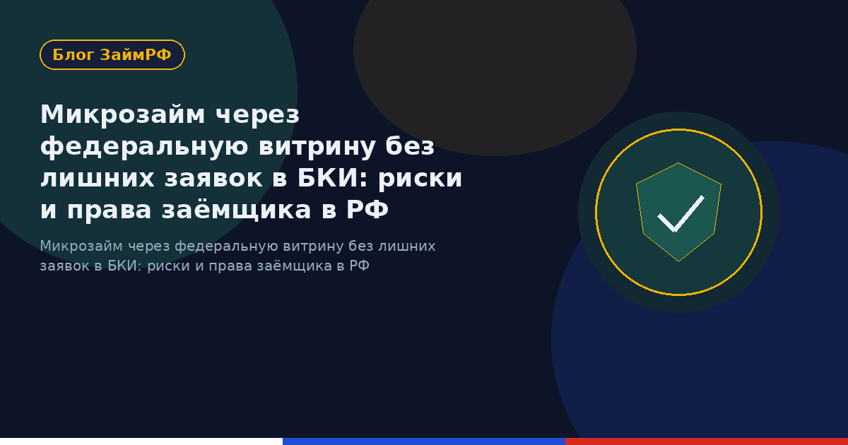 Микрозайм через федеральную витрину без лишних заявок в БКИ: риски и права заёмщика в РФ