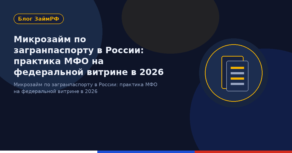 Микрозайм по загранпаспорту в России: практика МФО на федеральной витрине в 2026