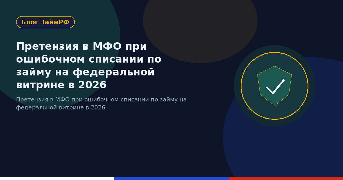 Претензия в МФО при ошибочном списании по займу на федеральной витрине в 2026