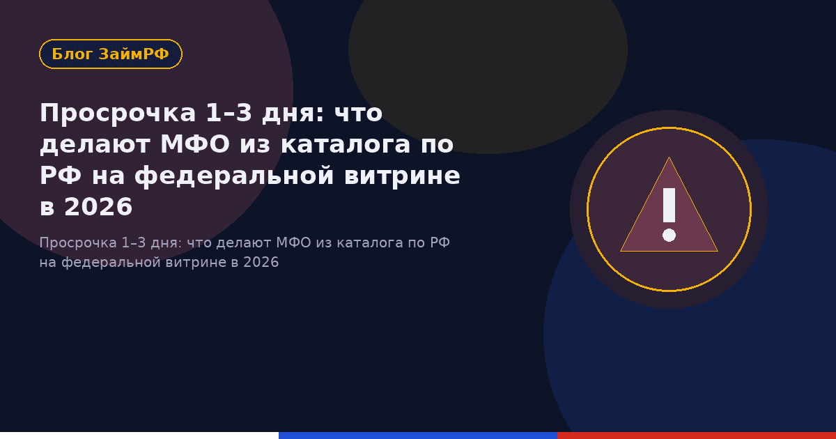 Просрочка 1–3 дня: что делают МФО из каталога по РФ на федеральной витрине в 2026