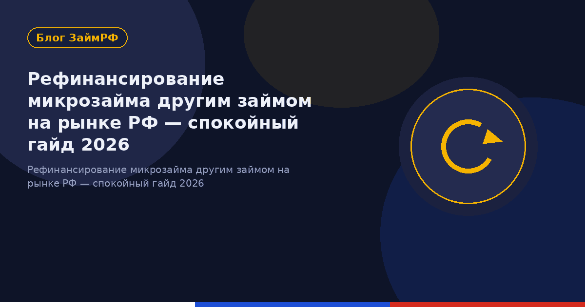 Рефинансирование микрозайма другим займом на рынке РФ — спокойный гайд 2026