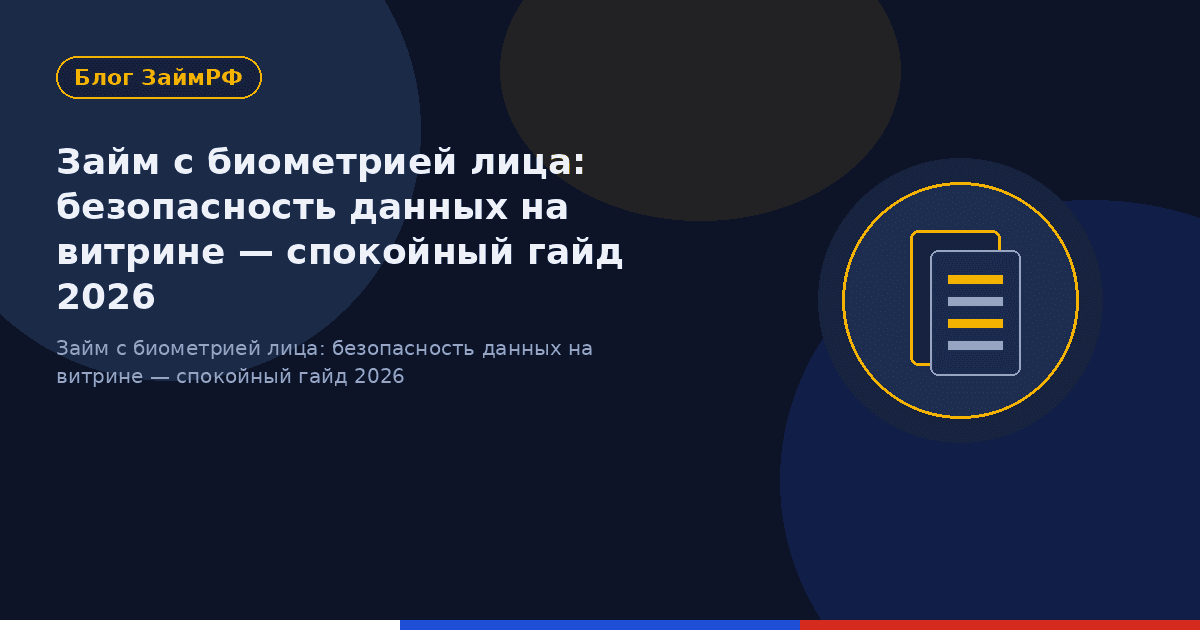 Займ с биометрией лица: безопасность данных на витрине — спокойный гайд 2026