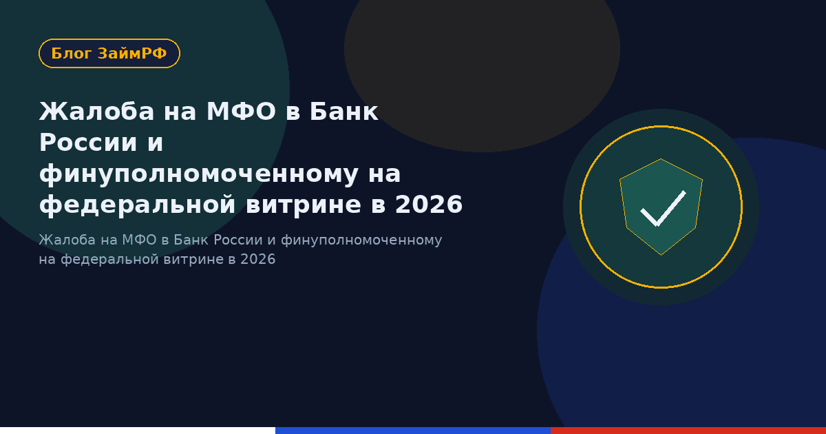 Жалоба на МФО в Банк России и финуполномоченному на федеральной витрине в 2026