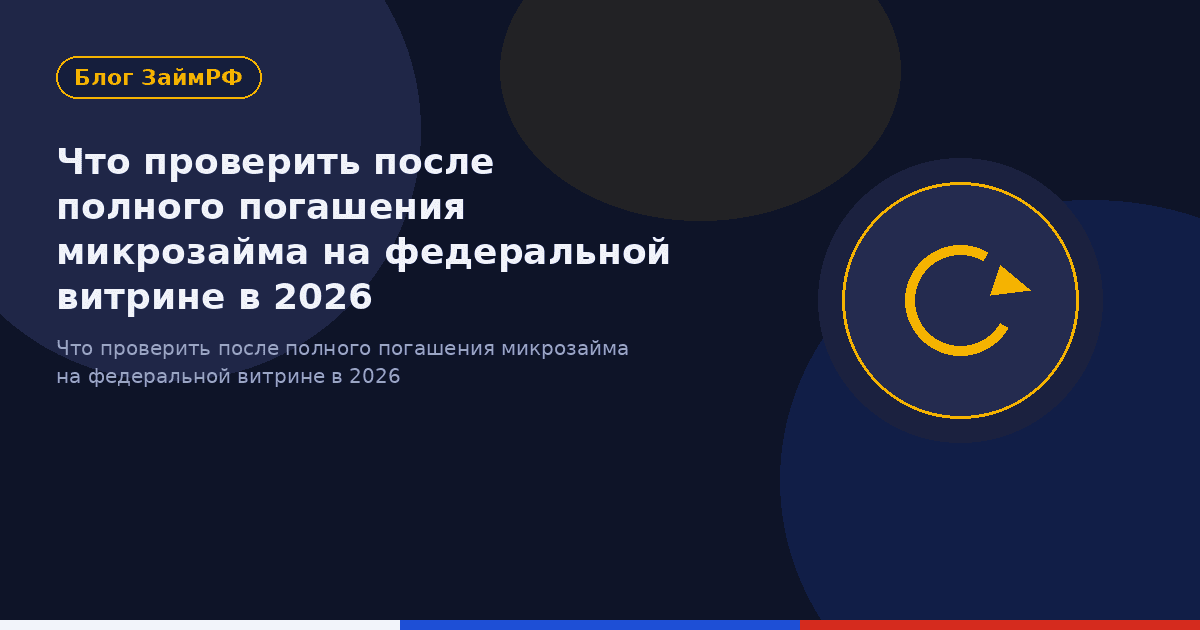 Что проверить после полного погашения микрозайма на федеральной витрине в 2026