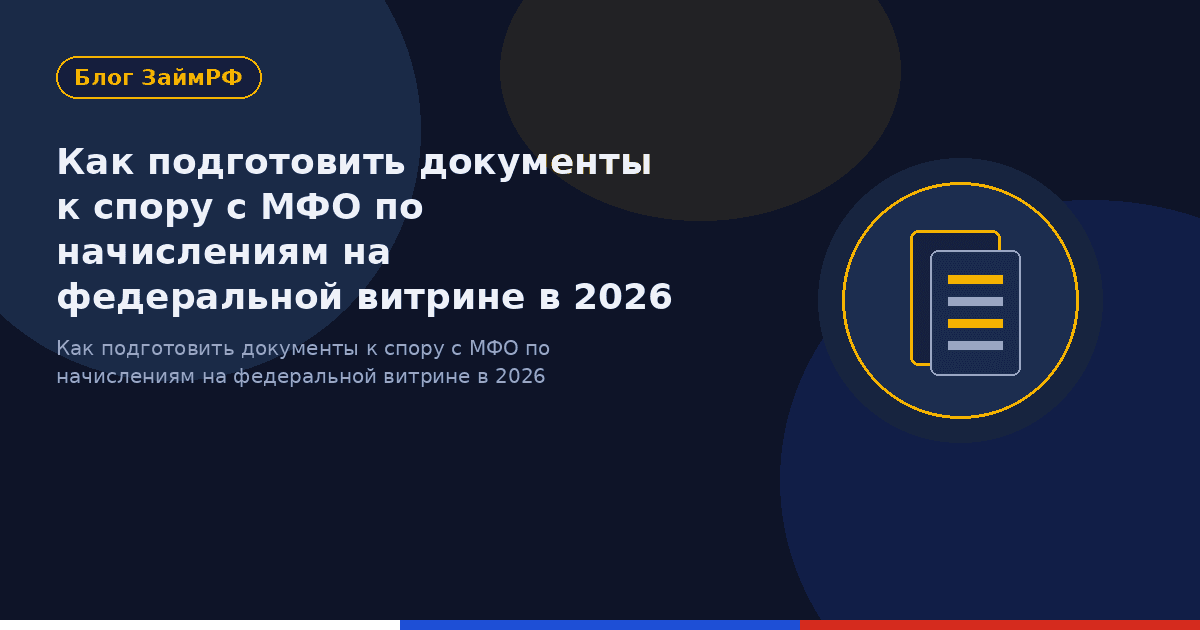 Как подготовить документы к спору с МФО по начислениям на федеральной витрине в 2026