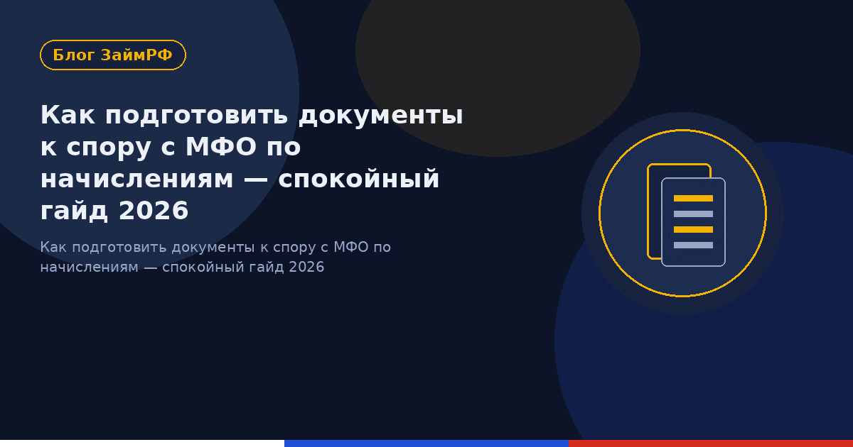 Как подготовить документы к спору с МФО по начислениям — спокойный гайд 2026
