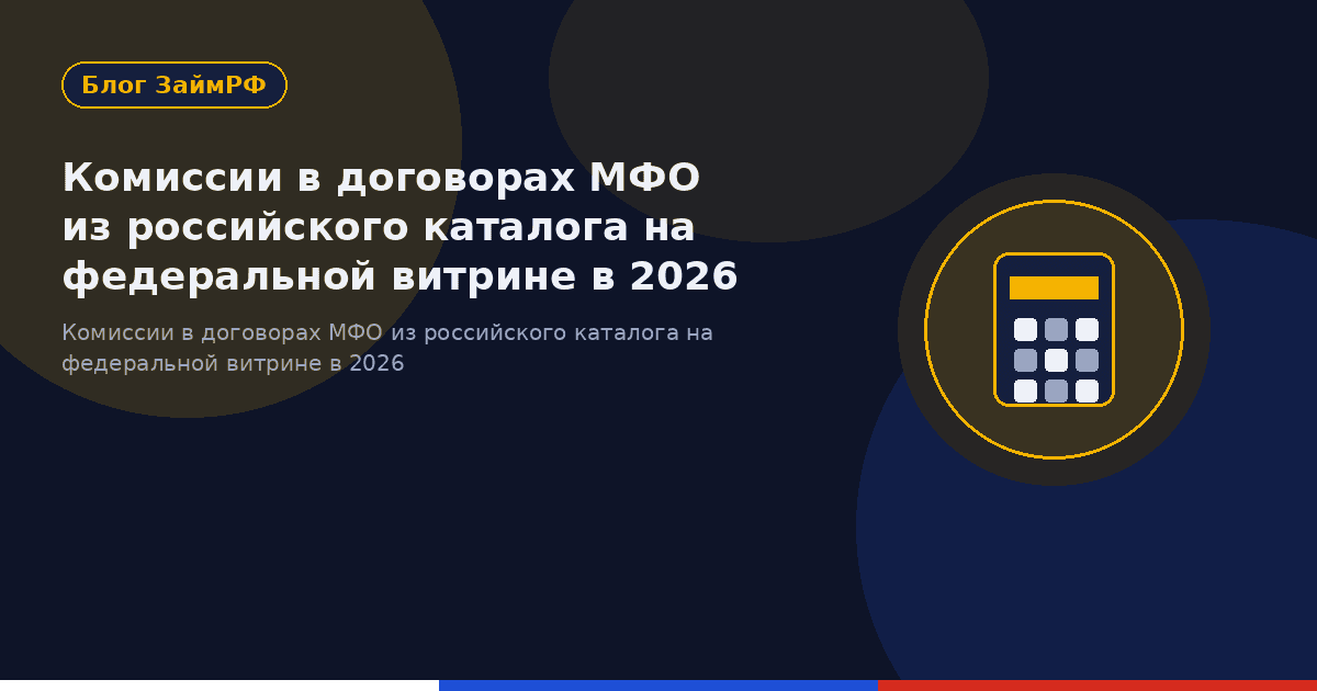 Комиссии в договорах МФО из российского каталога на федеральной витрине в 2026