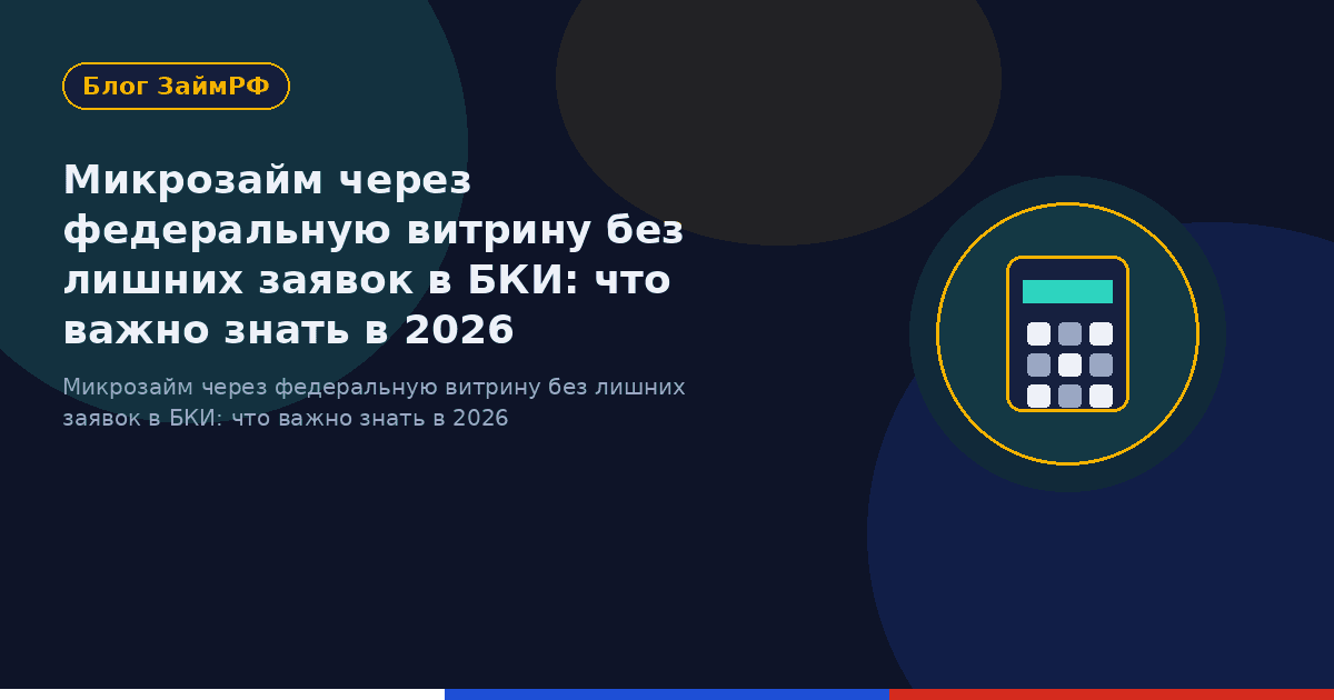 Микрозайм через федеральную витрину без лишних заявок в БКИ: что важно знать в 2026