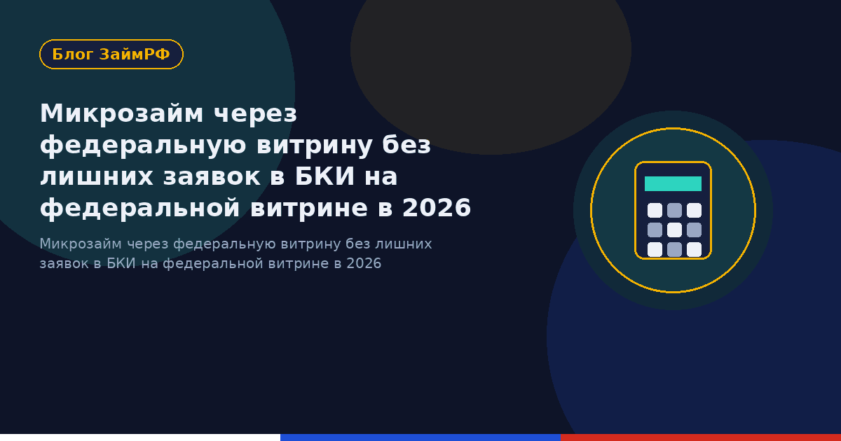 Микрозайм через федеральную витрину без лишних заявок в БКИ на федеральной витрине в 2026
