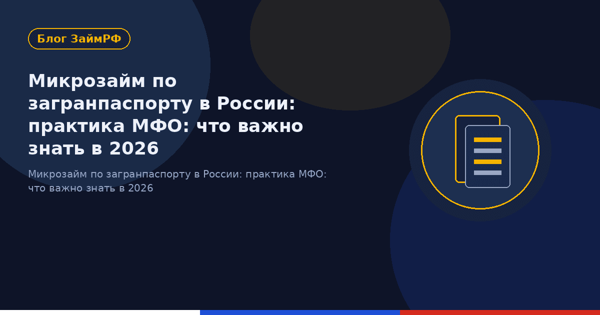 Микрозайм по загранпаспорту в России: практика МФО: что важно знать в 2026