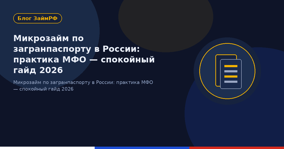 Микрозайм по загранпаспорту в России: практика МФО — спокойный гайд 2026