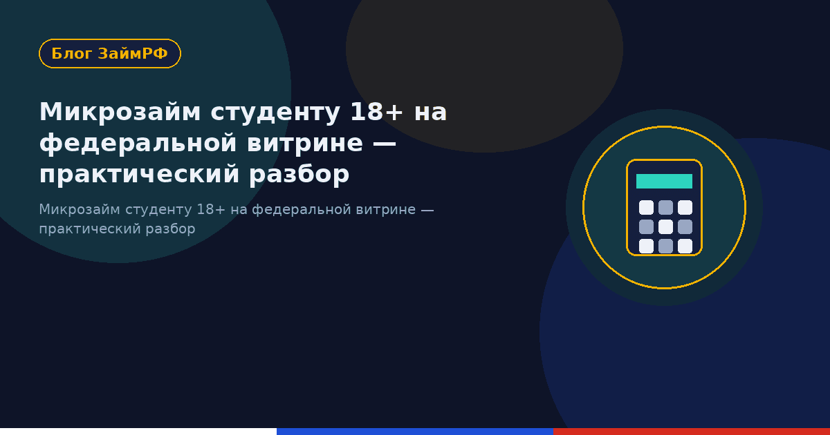 Микрозайм студенту 18+ на федеральной витрине — практический разбор