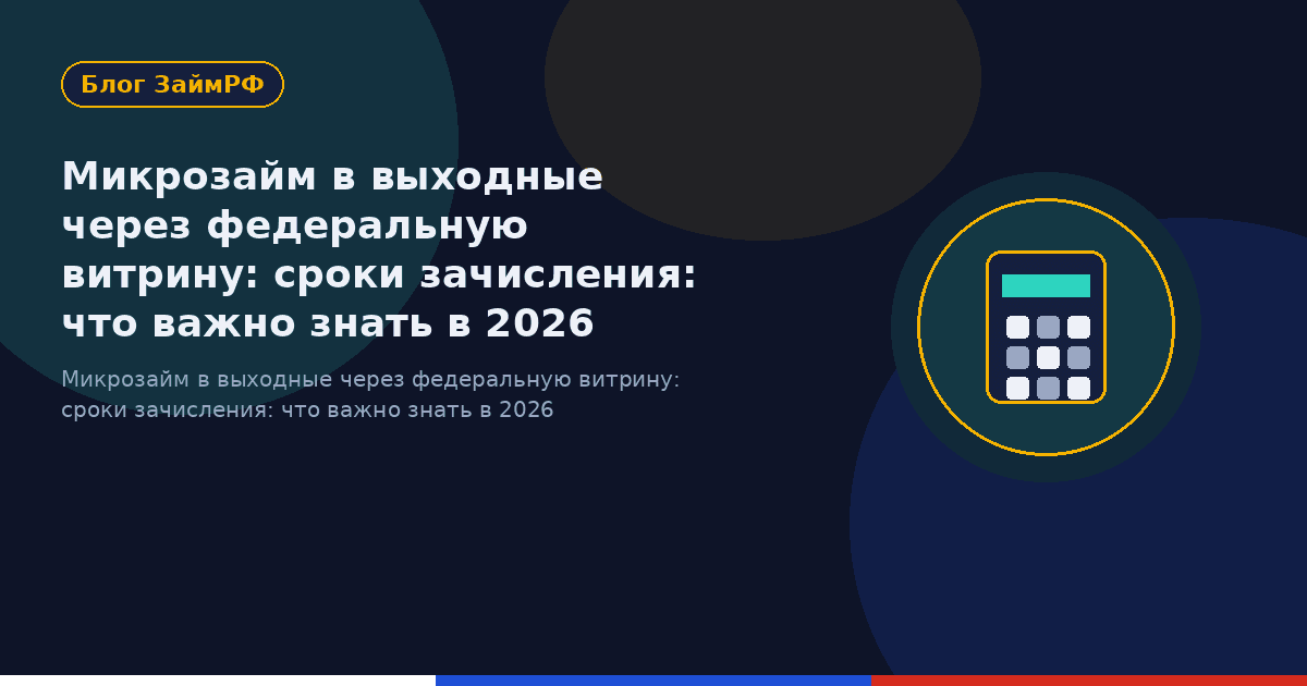 Микрозайм в выходные через федеральную витрину: сроки зачисления: что важно знать в 2026