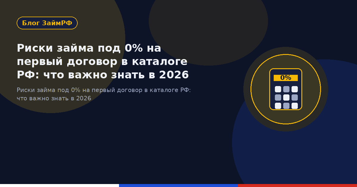 Риски займа под 0% на первый договор в каталоге РФ: что важно знать в 2026