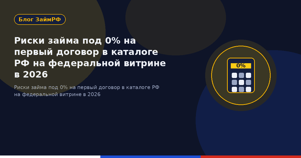 Риски займа под 0% на первый договор в каталоге РФ на федеральной витрине в 2026