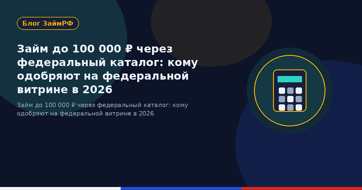 Займ до 100 000 ₽ через федеральный каталог: кому одобряют на федеральной витрине в 2026